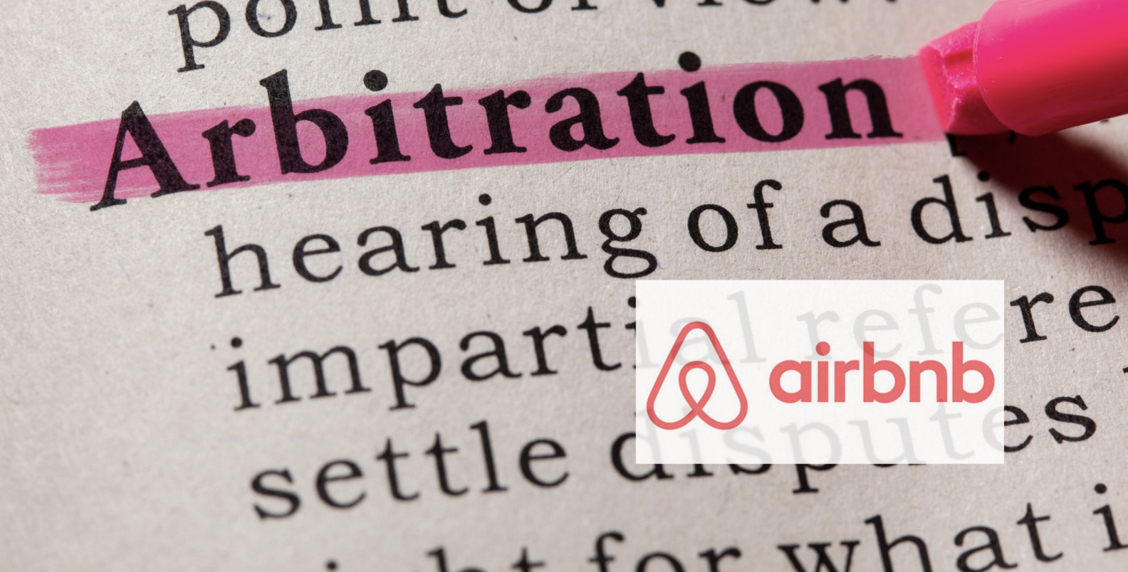 Arbitration highlighted with Airbnb branding to emphasize legal resolution process for hosts